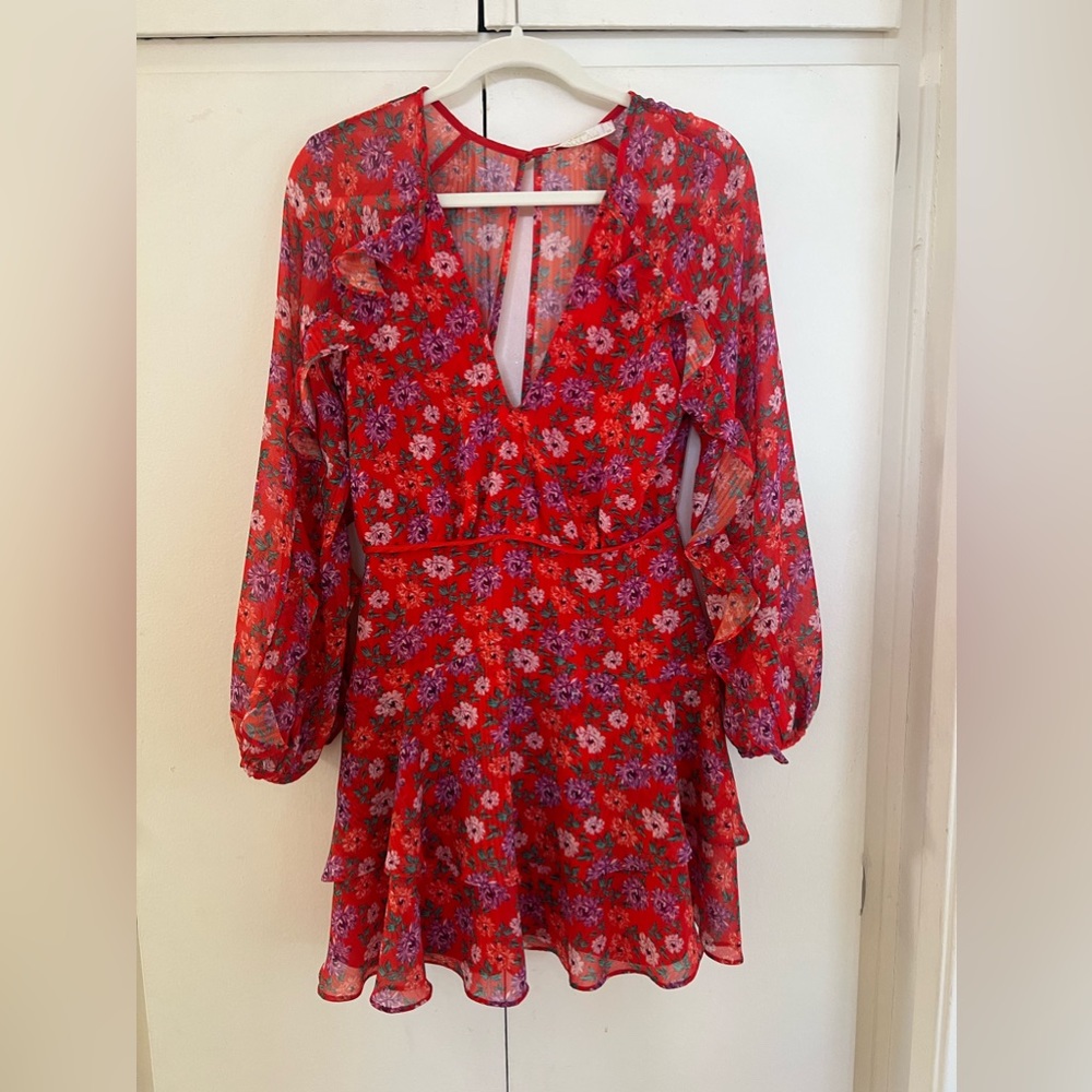 La Maison Talulah Red Floral Dress XS